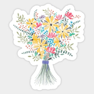 Bright Watercolor Floral Bouquet Sticker